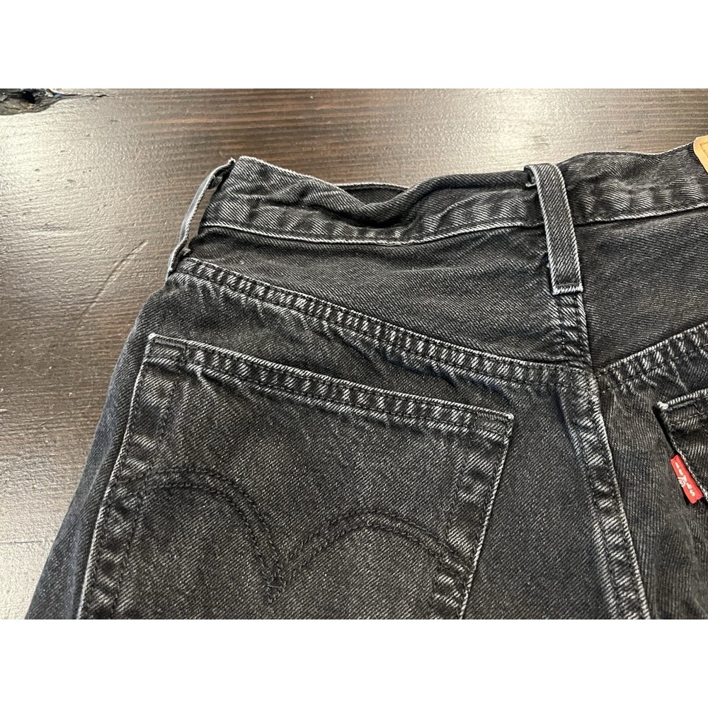 Levis 501 Cut Off Shorts Womens 26 Black Denim Frayed Beach Streetwear Casual - Picture 3 of 16